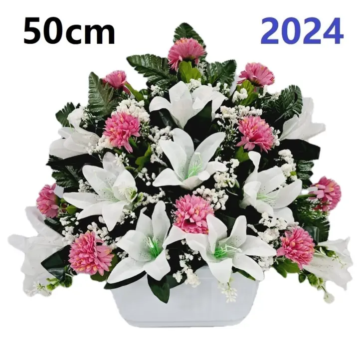 Flores para santos,flores duraderas para cementerio,flores artificiales para cementerio,flores para todos los santos,centro de flores para cementerio,Flores Artificiales de Tela,ANCHO 50CM ,ALTO 40CM,PERSONALIZAR COLOR Y MEDIDA,CONTACTO CON NOSOTROS FESPU - 1