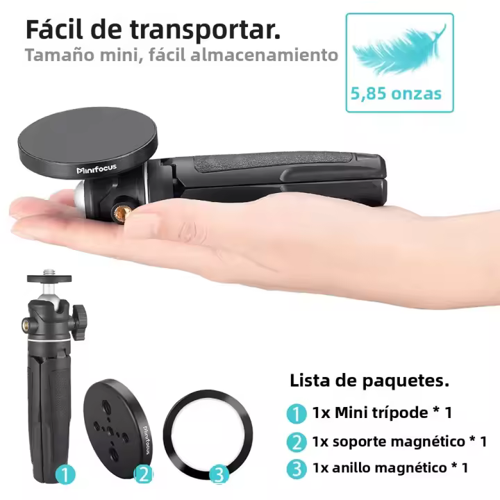 Trípode De Selfie Magnético Para Móvil Mini Extensible Montaje En Mesa Compatible Con iPhone 14/13/12 pro Max Magsafe Trípode Manejable De Mano Tipo Trípode De Bola 360° - 1