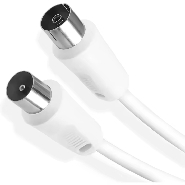 Cable Coaxial Antena, Cable TV Full HD, Soporta DVB-T, DVB-S, DVB-C, DVB-S2 y HDTV, para TV y Radio, Blanco, 1.5 m - 1