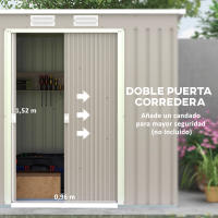 Outsunny Caseta de Jardín Exterior 2,42 m² 213x130x172 cm Cobertizo de Jardín Exterior con Puerta Corredera Techo Inclinado y 2 Ventanas para Terraza Patio Gris Claro - details 1