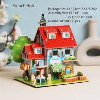 Puzzles De Papel 3D Exquisitos Para Niños Juguetes Hechos a Mano DIY Heladería Hotel Francés Supermercado Juguete Educativo Para Edad Infantil - details 2