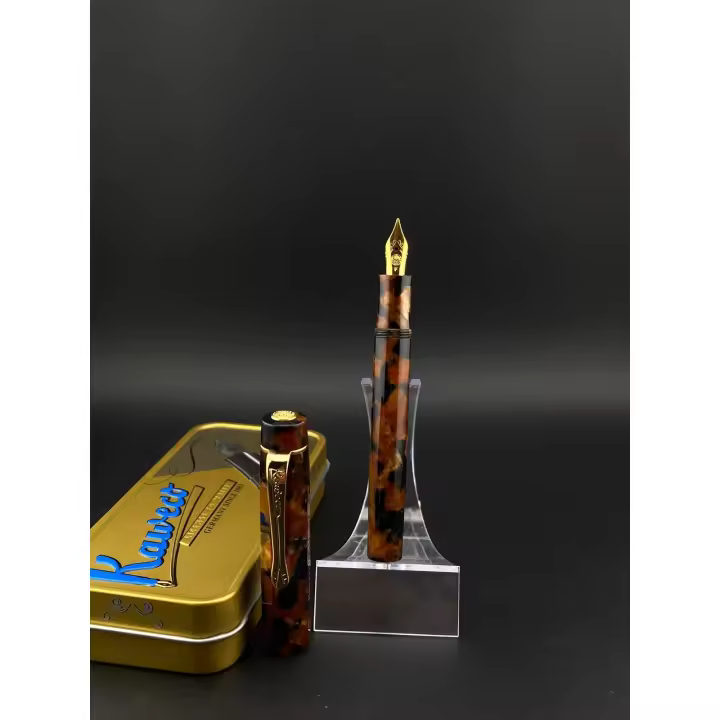 Pluma Estilográfica Kaweco Art Sport Ámbar Marmol Dorado - 1