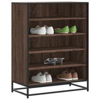 vidaXL Zapatero de madera de ingeniería y metal 75x38x97,5 cm en color Negro/Roble ahumado/Marrón roble y más - details 2
