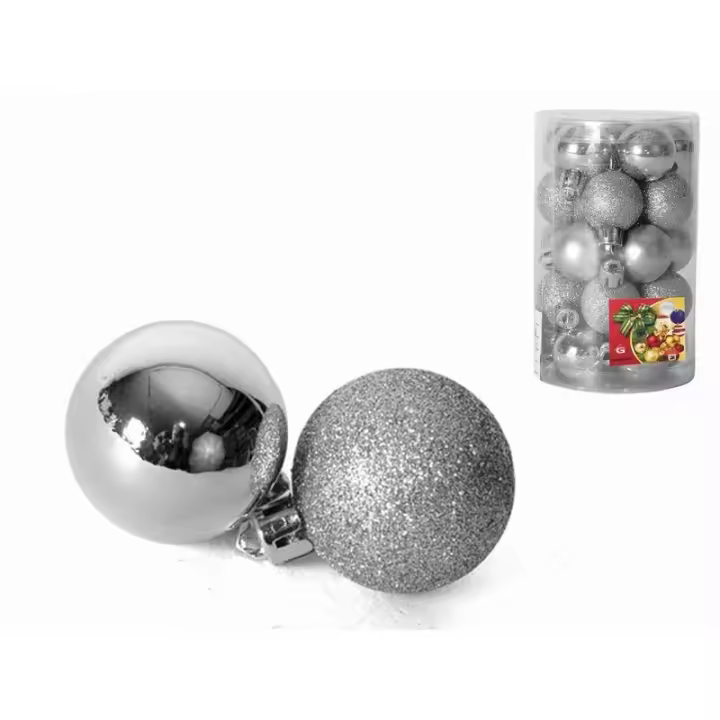 Gerimport Bote 25 Bolas Navidad Plata 3 Cm - Decoración Navideña - 1
