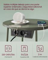 Mesa Auxiliar Redonda con Tomas de Corriente y Cesta de Tela - Espaciosa Mesa Lateral para Salón, Dormitorio o Mesita de Noche, Estilo Moderno - details 26