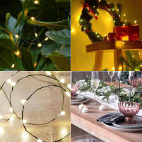 Luces De Rama Branch 2M Guirnalda Verde Con Alambre Operadas Por Batería Para Decoración De Navidad Y Bodas En Interior - details 2