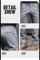 Pantalones Casuales Para Hombre Primavera Verano Algodón 97.8% Elásticos Moda Coreana Ajustados Gris Negro Caqui Pantalones De Cintura Media - details 5