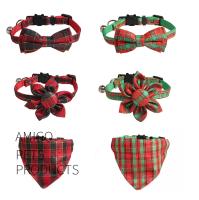 Accesorios Para Mascotas Serie Navidad Collar De Navidad Con Nudo Flor Triangular Para Gatos Y Perros Añade Un Ambiente Festivo - details 2