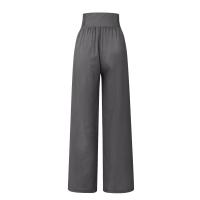 Pantalones Palaciegos De Lino Algodón Para Mujer Cintura Alta Baja Elasticidad Estilo Casual Con Bolsillos Y Botones Color Sólido Verano - details 16