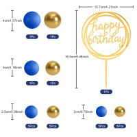 Toppers De Pastel De Boda Aniversario Cumpleaños Fiesta De Baño De Novia Decoración De Pelota Azul Y Oro Simplicidad Para Fiestas Y Eventos - details 1