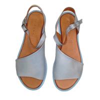 SHADDY_SANDALIA PLANA EN PIEL NAPA AZUL, DE PANA ANCHA Y HEBILLA - details 1