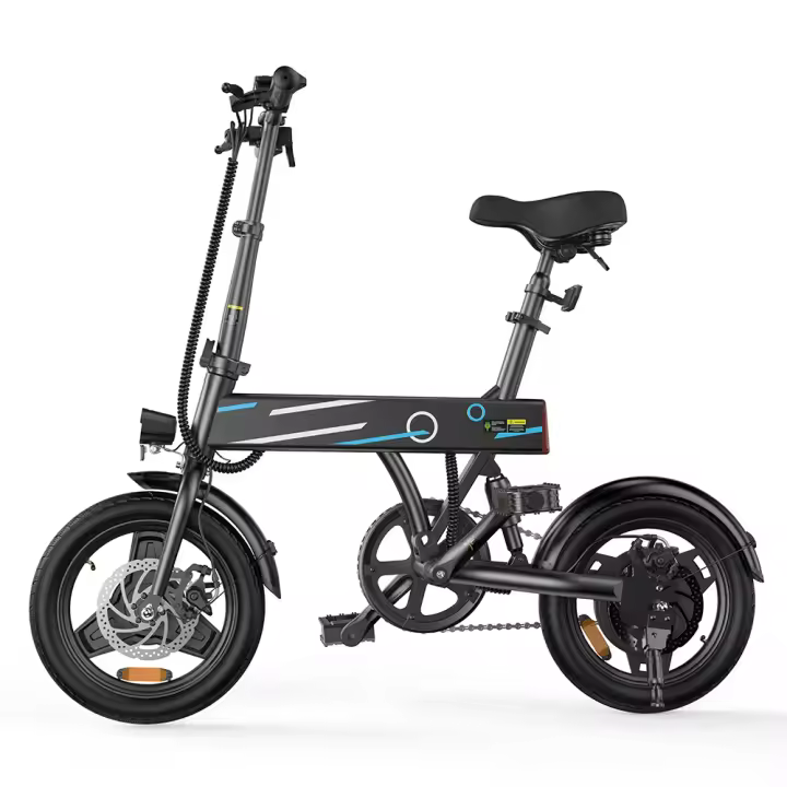 Bicicleta eléctrica plegable EB1, bicicleta urbana inteligente de 14 pulgadas, con asistencia al pedaleo, pantalla LCD inteligente, batería de 36 V y 7,8 Ah, freno de disco doble - 1