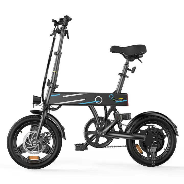 Bicicleta eléctrica plegable EB1, bicicleta urbana inteligente de 14 pulgadas, con asistencia al pedaleo, pantalla LCD inteligente, batería de 36 V y 7,8 Ah, freno de disco doble - 1