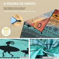 Manta De Playa Impermeable Y Sin Arena Grande Con 4 Palos 70''×86'' Ligera Para Picnic Viaje Camping Material De Lona - details 1