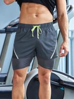 Shorts De Verano Para Hombre Transpirables Casual Con Cintura Elástica 2 En 1 Deporte Secado Rápido Running Doble Capa - details 12