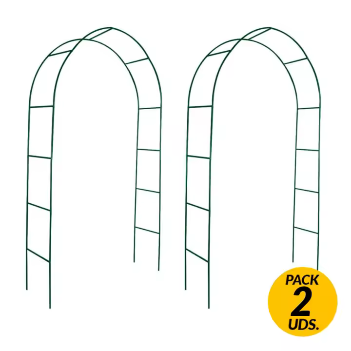 VidaXL Pack de 2 arcos de jardín para plantas trepadoras verde 240x140x39 cm - 1