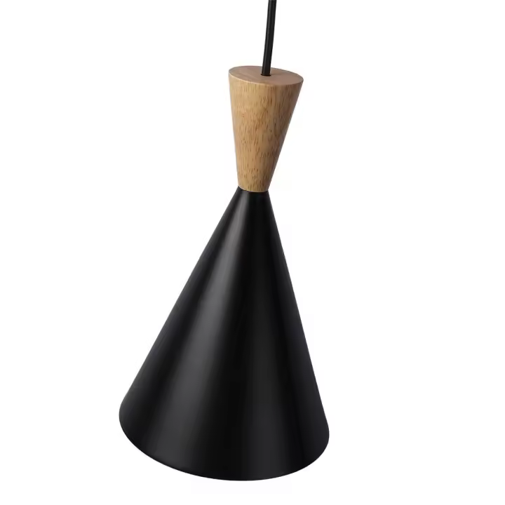 ALPINALUZ Lámpara Colgante de Techo Nórdica de Aluminio con Detalles en Madera - Casquillo E27 para Salón Comedor - 1