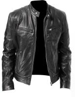 Chaqueta De Motocicleta Para Hombre PU Cuero Negro Moto Motocross Ciclismo De Primavera Otoño Ropa De Carreras Tallas S-5XL - details 1