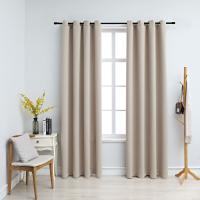 vidaXL 2x Cortinas Opacas con Anillas Metal 140x175cm Decoración Hogar Color Beige,  Negro,  Gris y mas - details 0