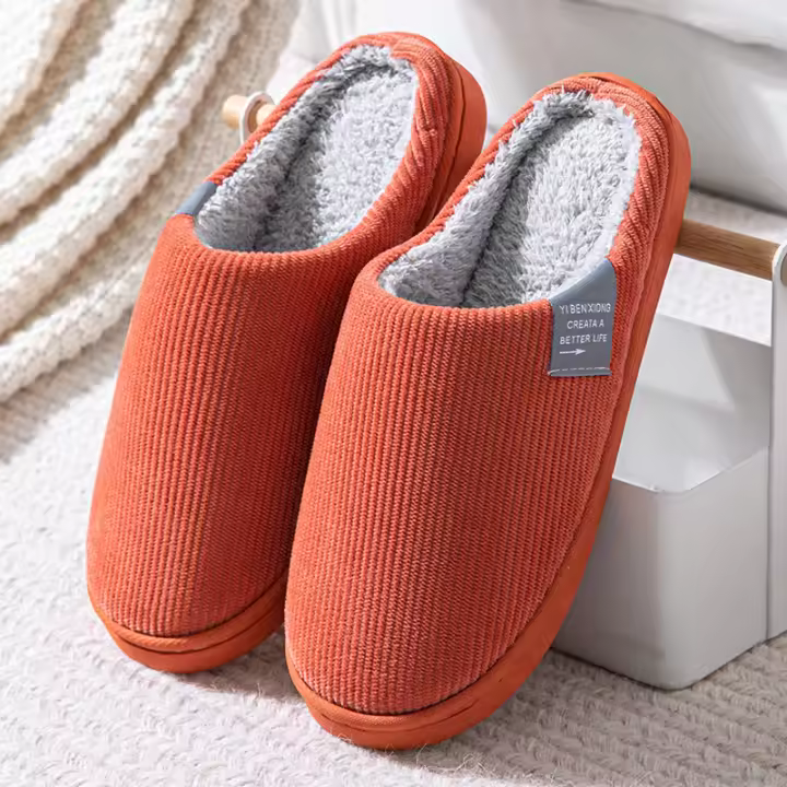 Tufo De Algodón Grueso Para Mujer Y Hombre Pantuflas De Interior Y Exterior Antideslizantes Y Cálidas Con Diseño Lindo Suela Gruesa Pantuflas De Invierno - 1