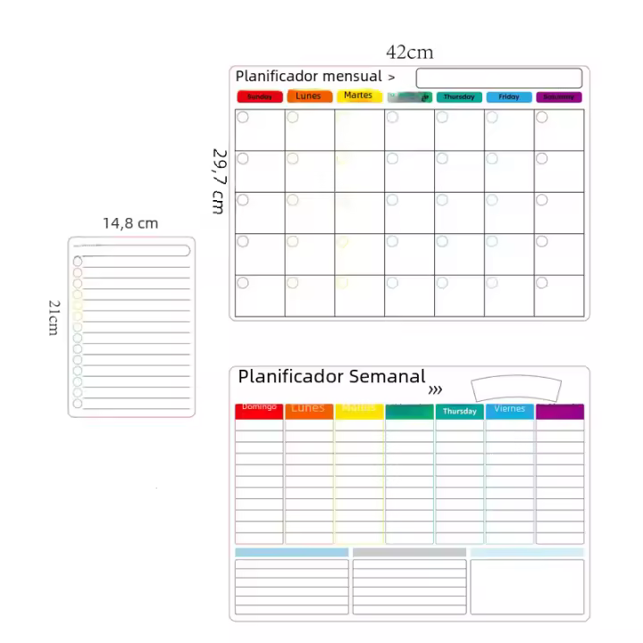 Tablero De Planificación Magnético Para Nevera Con Calendario Mensual Y Semanal Tablero Blanco De Borrado Seco Accesorio De Cocina Tamaño 12*17cm - 1