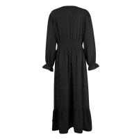 Vestido Bohemio Largo De Maxi Para Mujer Con Cintura Elástica Y Estampado A-Line Manga Larga Vestido De Dama Con Volante Y Hemorragia Suave Para Primavera Y Otoño - details 19