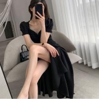 Vestido Elegante De Mujer Con Apliques Y Abertura En V Escote V-Pecho Manga Corta Cintura Alta Ajustado Vestidos De Noche Para Fiesta - details 4
