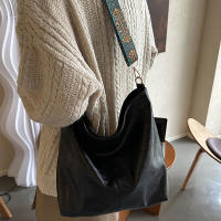 Bolso De Hombro Para Mujer Vintage De Color Sólido Moda Con Correa Ancha Y Gran Capacidad Bolso Cruzado De Estilo Buceo - details 4