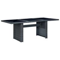 vidaXL Mesa de jardín ratán sintético madera maciza acacia gris oscuro en color Gris oscuro y marrón/Gris claro/gris claro y negro y más | estructura resistente ideal para salón dormitorio o estudio - details 4