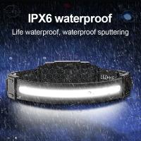 Linterna Frontal LED Potente Con Sensor XPE+COB 7 Modos Para Pesca Y Caza Batería 18650 Luz De Cara Impermeable Con Ángulo De 180° - details 27