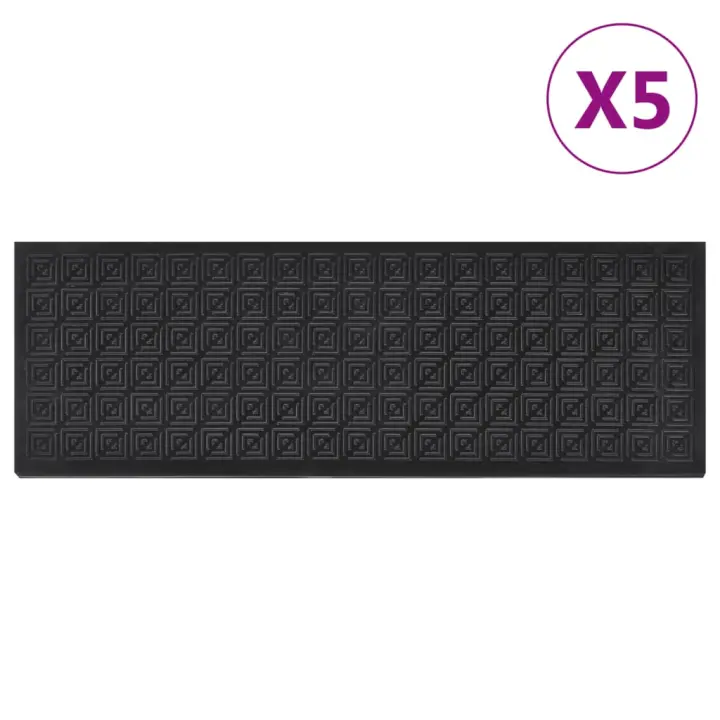 vidaXL Alfombrillas de escalera de goma 5 uds 25x75 cm - 1