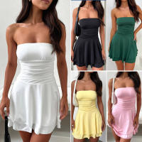 Vestido Corto Elegante De Verano Para Mujer Color Sólido Con Falda De Postre Ajustado Y Elegante Para Trabajo Y Noche - details 2