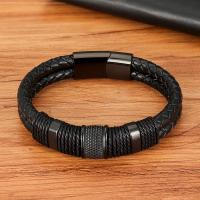 Pulsera De Cuero Genuino Con Diseño Clásico De Acero Inoxidable Para Hombres Estilo Especial Enredado De Cuero Y Acero Inoxidable Doble Capa 21cm - details 8