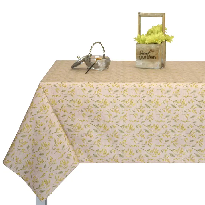 Mantel de tela rectangular, Antimanchas, Fácil de limpiar, Lavable, Impermeable, Ideal para interior y exterior, planta，Flores,flor amarilla - 1