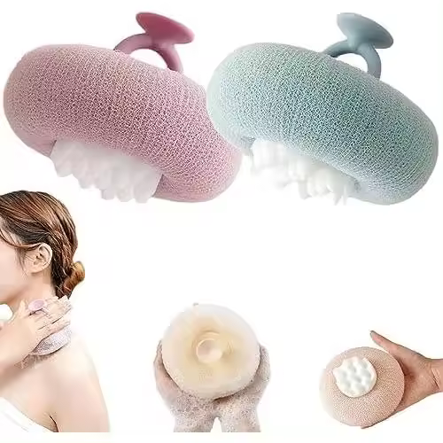 Flor de esponja de baño súper suave, bola de baño de masaje con artefacto exfoliante con ventosa 2 en 1, cepillo de limpieza de esponja de baño, cepillos de ducha exfoliantes con bola de baño (2PCS-B) - 1