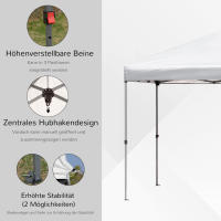 Gazebo plegable Gazebo de Jardín Pop Up Gazebo 5,9x2,95x2,5 m Malla Oxford de maple with Bolsa de Transporte Crema Blanco Adecuado para festines y eventos en El Jardín - details 1
