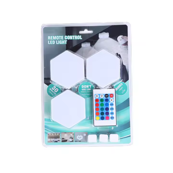 Lámpara De Noche LED RGB Con Sensor Táctil Hexagonal Para Dormitorio Luz Coloreada Wireless Control Honeycomb Wall Lamps - 1