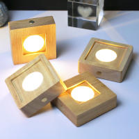 Soporte De Madera Recargable Para Lámpara LED Cuadrada Luz Nocturna Decorativa Para Escritorio Iluminación Sólida De Madera Base De Arte - details 1