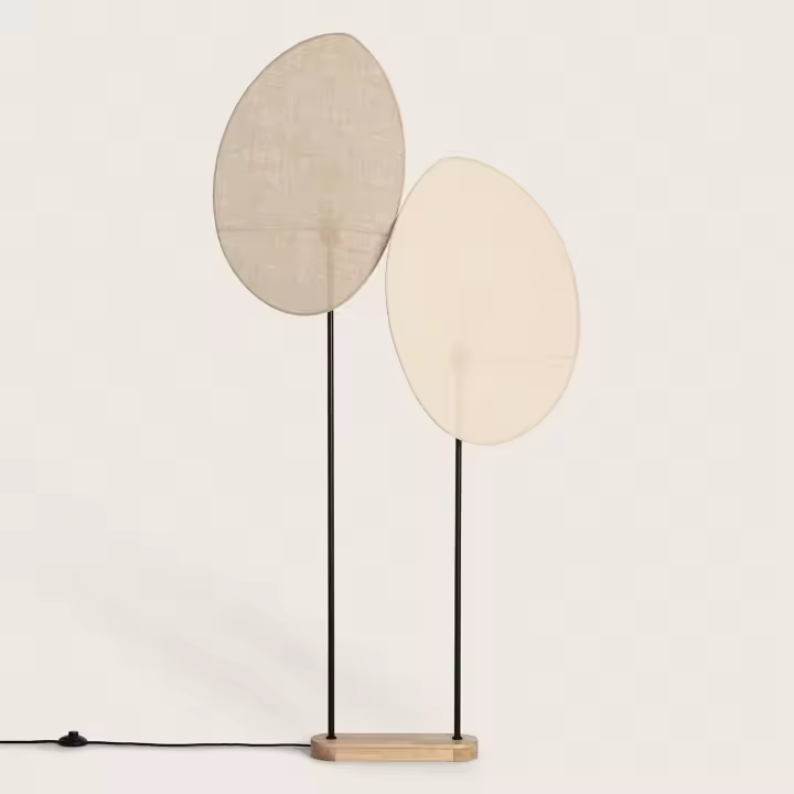 Ledkia Lámpara de Pie Oval Metal y Tela para Decoración Interior - 1