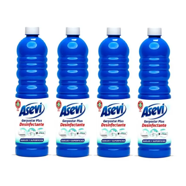 Asevi Fregasuelos Desinfectante Gerpostar Plus, Pack Ahorro 4x1L, Sin Lejía, Gran Poder de Limpieza, Máxima Eficacia Contra Las Bacterias, Limpiador para Todo Tipo de Suelos y Superficies - 1