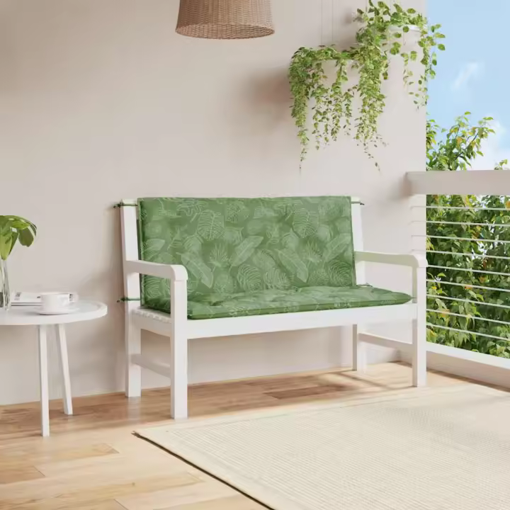 Banco de zapatos Jardín 2 UDS de lona estampado de Hojas 120x50x7 cm - 1