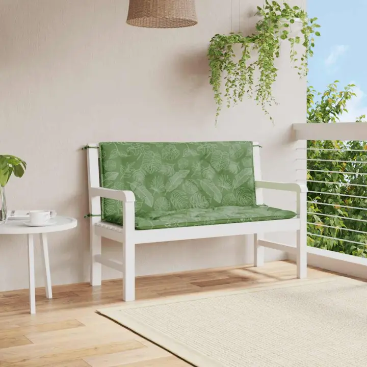 Banco de zapatos Jardín 2 UDS de lona estampado de Hojas 120x50x7 cm - 1