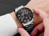 Reloj De Hombre LIGE Con Dial Azul Y Correa De Acero Inoxidable Resistente Al Agua Y Al Choque Con Fecha Y Manos Luminosas Reloj De Moda Y Casual Para Negocios - details 10