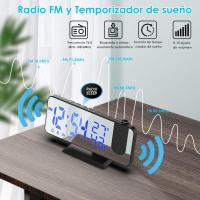 Reloj despertador de Proyección digital rotación de 180 ° con radio FM temperatura y humedad interior con Puerto de carga USB - details 0