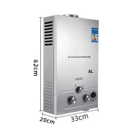 Calentador de agua a Gas GLP, con kit de cabezal de ducha, 12KW/16KW, 6L/8L, caldera de agua de propano sin tanque de acero inoxidable, electrodoméstico para acampar en el hogar - details 12