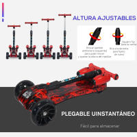 HOMCOM Patinete para Niños Scooter Plegable con Altura Ajustable de 4 Niveles y Música Luces y Nebulizador de Agua +3 Años 62x27x63-81 cm - details 4