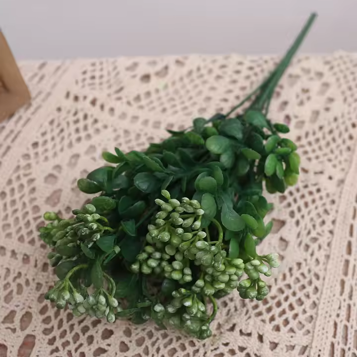 2pc Flores Artificiales Milan Fruta Broche Largo Bouquet Para Boda Decoración Del Hogar Plantas Falsas Suministros De Corona DIY - 1