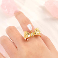 Encanto Anillo de aleación con forma de lazo y perlas de imitación para mujer,
anillos grandes elegantes de cristal para fiesta de boda, joyería Simple de moda, regalo para niñas - details 15