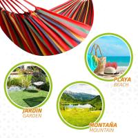 Hamaca colgante de algodón para camping y jardín, Hamaca jardín exterior, Medidas 200x100 cm, Hasta 200 kg de capacidad de carga, Con bolsa de Organizador - details 4