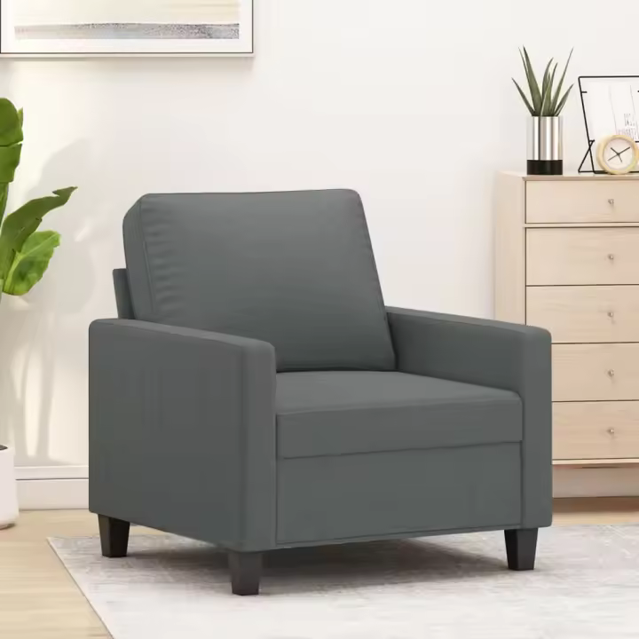 vidaXL Sillón de tela gris oscuro 60 cm - 1